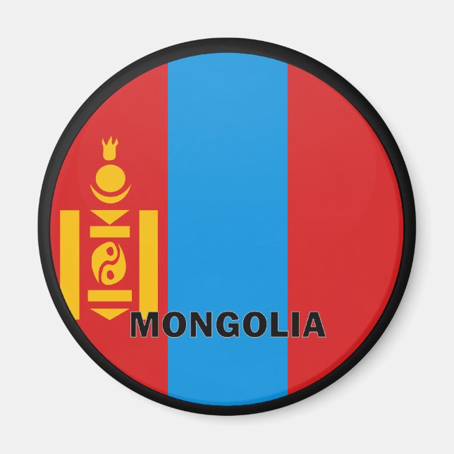 Mongolia Roundel-Flagga Magnet (Framsidan)
