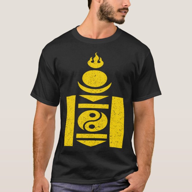 MONGOLIA SOYOMBO SYMBOL MONGOLAIN FLAGGA 1 T SHIRT (Framsida)