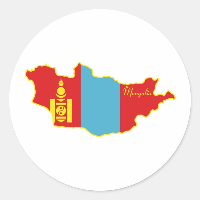 Mongolia Sticker Runt Klistermärke (Framsida)