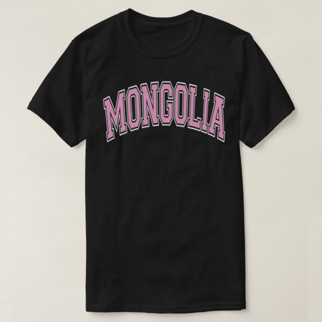 Mongolia Varsity Style Pink Tet Pullover  T Shirt (Design framsida)
