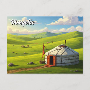 Mongolia Yurt Travel Vykort