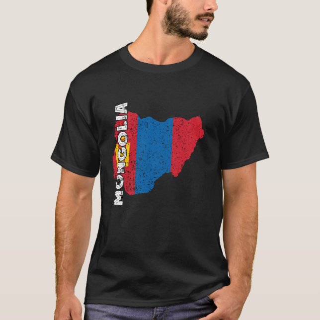 Mongolian Roots Mongolia Flag Map Mongolian Pride T Shirt (Framsida)