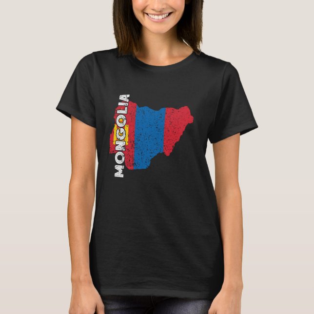 Mongolian Roots Mongolia Flag Map Mongolian Pride T Shirt (Framsida)
