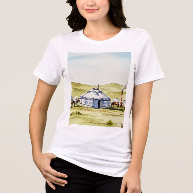 Mongolian yurt t shirt (Framsida)