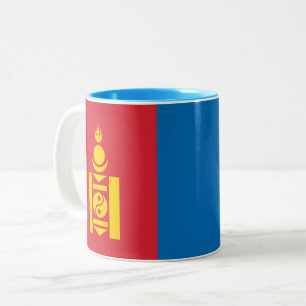 Mongolias flagga Två-Tonad mugg