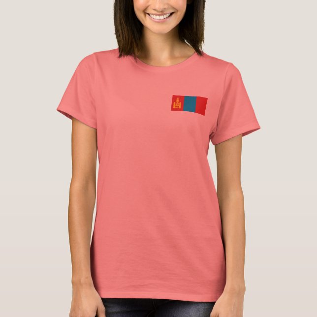 Mongoliet flagg + kart T-shirt (Framsida)