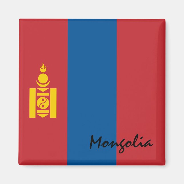 Mongoliet flagga & Asien helgdag/sportfantaster Magnet (Framsidan)