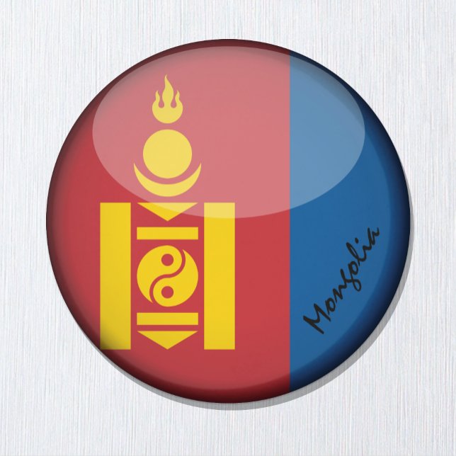 Mongoliet flagga & Asien - resor/sportfantaster Magnet (Skapare uppladdad)