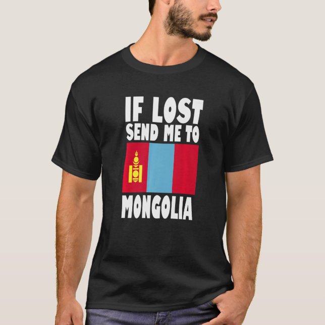 Mongoliet Flagga Design  Om jag förloras skicka mi T Shirt (Framsida)