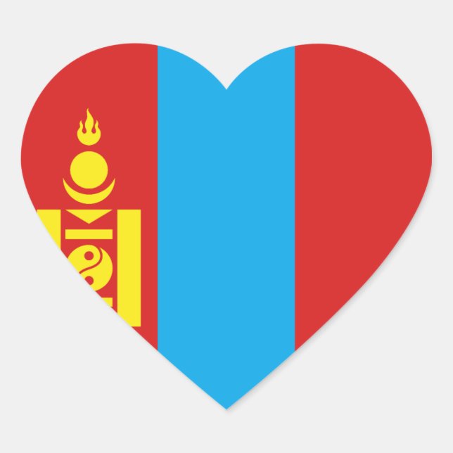 Mongoliet Flagga Hjärta Klistermärke (Framsida)