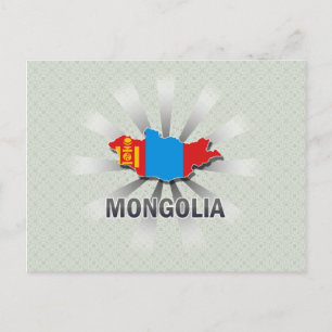 Mongoliet Flagga Karta 2.0 Vykort