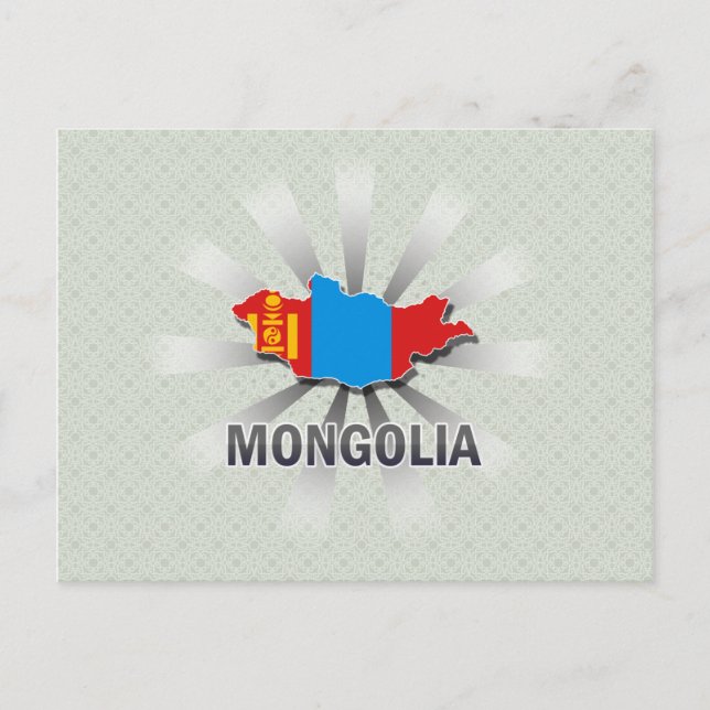 Mongoliet Flagga Karta 2.0 Vykort (Framsida)