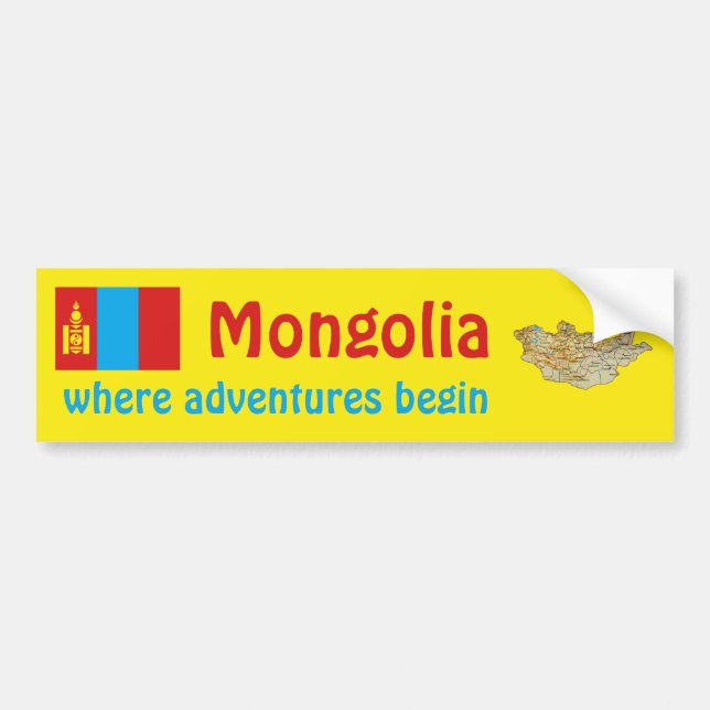 Mongoliet flagga + Kartabildekal Bildekal (Framsidan)
