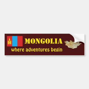 Mongoliet flagga + Kartabildekal Bildekal