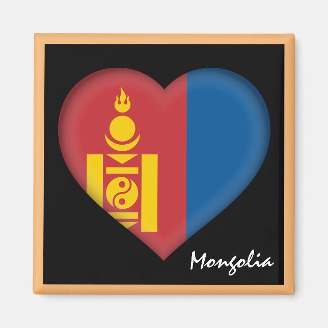 Mongoliet flagga & Mongolian Heart helgdag/sport Magnet (Framsidan)