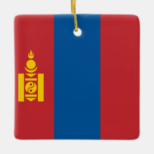 Mongoliet-Flagga (Mongoliet) Julgransprydnad Keramik