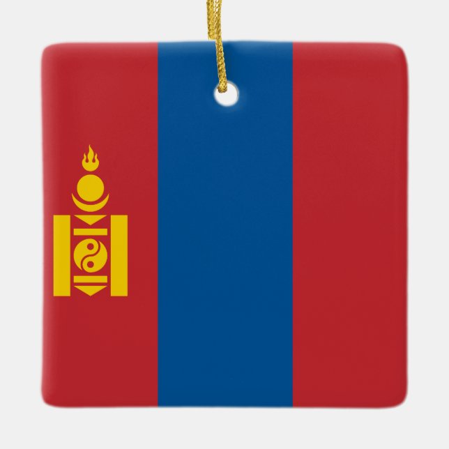 Mongoliet-Flagga (Mongoliet) Julgransprydnad Keramik (Framsida)