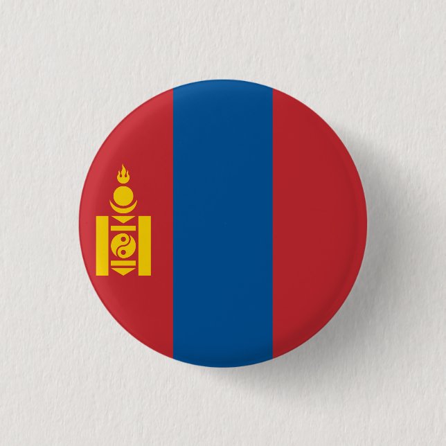Mongoliet-Flagga (Mongoliet) Knapp (Framsida)
