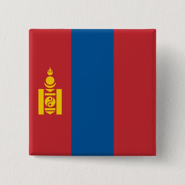Mongoliet-Flagga (Mongoliet) Knapp (Framsida)