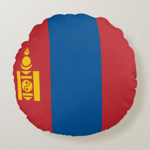 Mongoliet-Flagga (Mongoliet) Rund Kudde