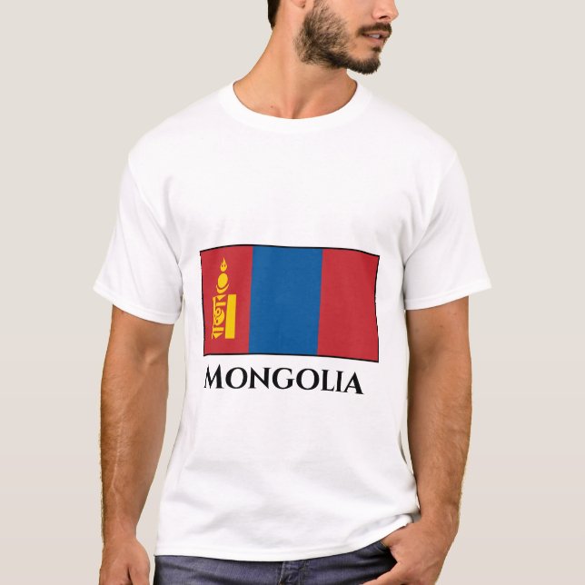 Mongoliet-Flagga (Mongoliet) T Shirt (Framsida)