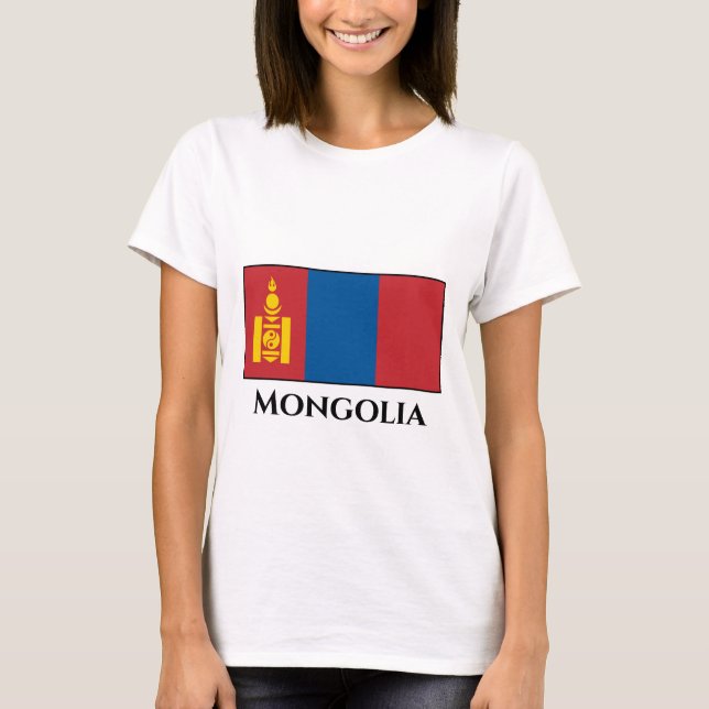 Mongoliet-Flagga (Mongoliet) T Shirt (Framsida)