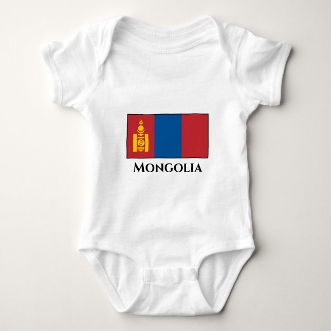 Mongoliet-Flagga (Mongoliet) T Shirt (Framsida)