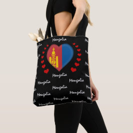 Mongoliet Flagga och Heart Mongoliet Flagga mode / Tygkasse