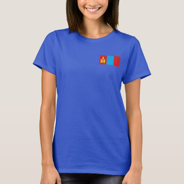 Mongoliet Flagga och Karta dk T-Shirt (Framsida)