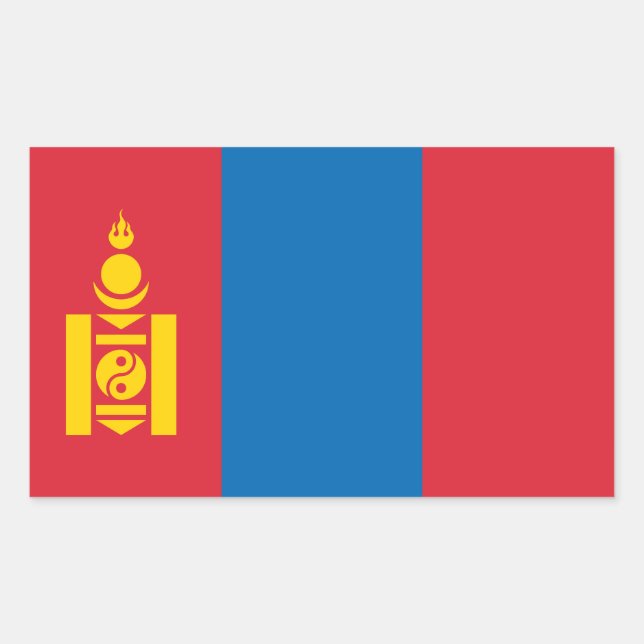 Mongoliet flagga rektangulärt klistermärke (Framsida)