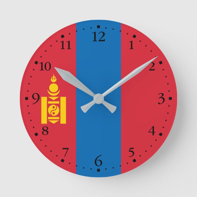 Mongoliet flagga rund klocka (Framsida)