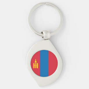 Mongoliet flagga swirl silverfärgad nyckelring