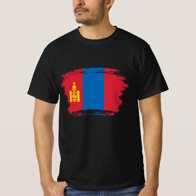 Mongoliet flagga t shirt (Framsida)