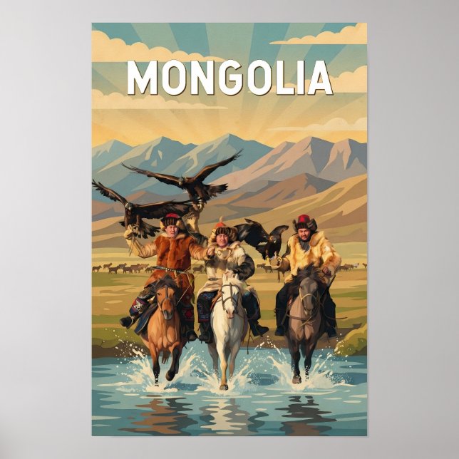 Mongoliet Illustration Resa Konst Vintage Poster (Framsidan)