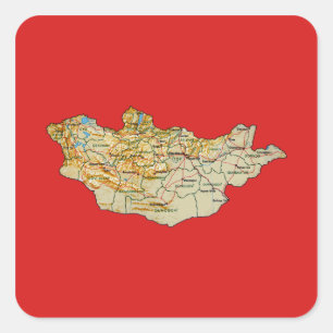 Mongoliet Kart Sticker Fyrkantigt Klistermärke