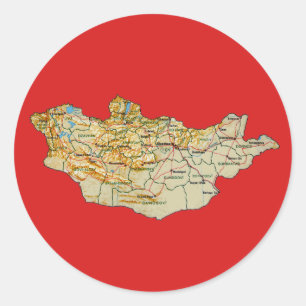 Mongoliet Kartdekal Runt Klistermärke