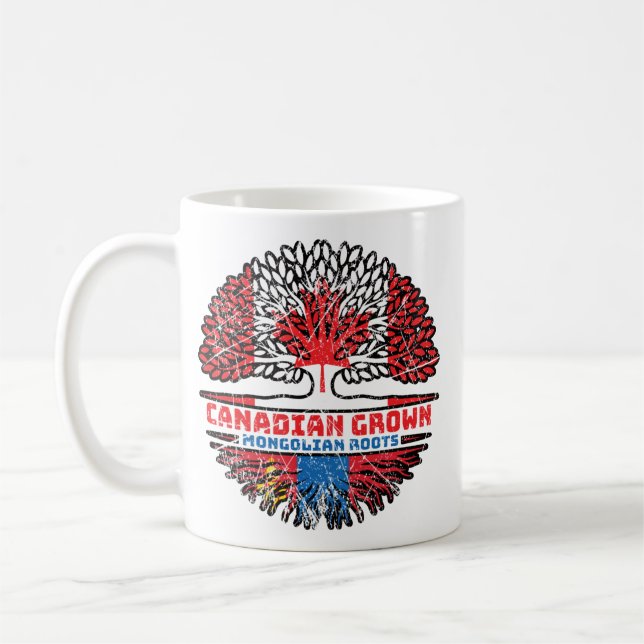 Mongoliet Mongolian Canadian Canada Träd Roots Fla Kaffemugg (Vänster)