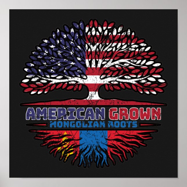 Mongoliet Mongoliska amerikanska amerikanska Träd  Poster (Framsidan)