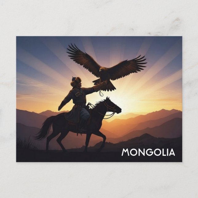 Mongoliet örnjägare vykort (Framsida)