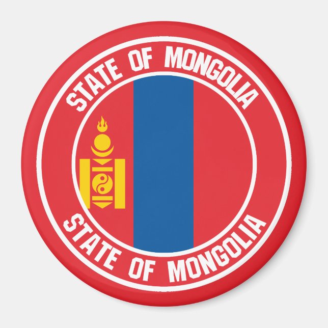 Mongoliet Round Emblem Magnet (Framsidan)
