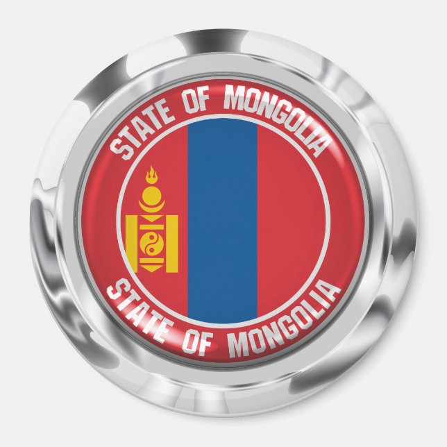 Mongoliet Round Emblem Magnet (Framsidan)