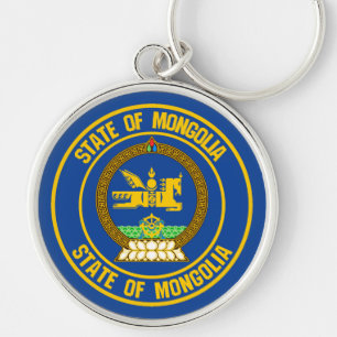 Mongoliet Round Emblem Rund Silverfärgad Nyckelring