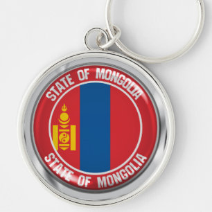 Mongoliet Round Emblem Rund Silverfärgad Nyckelring