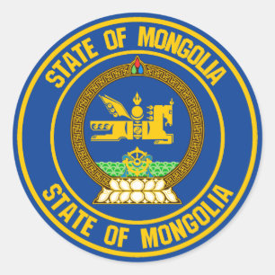 Mongoliet Round Emblem Runt Klistermärke