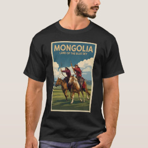 Mongoliet ryttare illustration resa konst vintage t shirt
