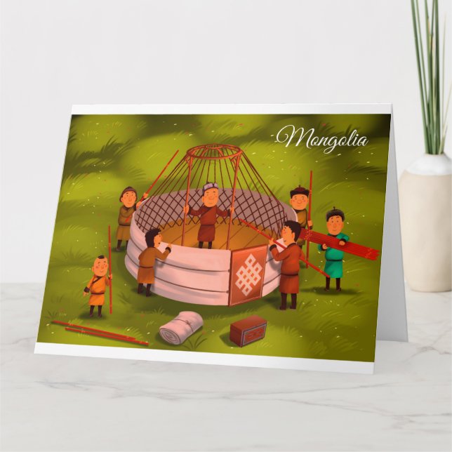 Mongoliet traditionella ger kort (Framsida)