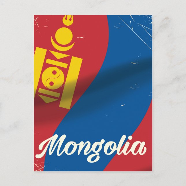 Mongoliet vintage resemästare affisch vykort (Framsida)