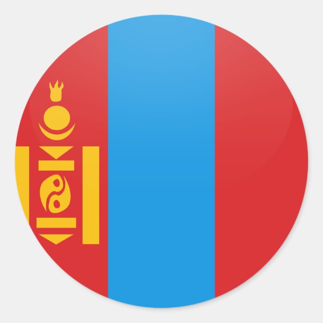 Mongoliets Flagga Circle Runt Klistermärke (Framsida)