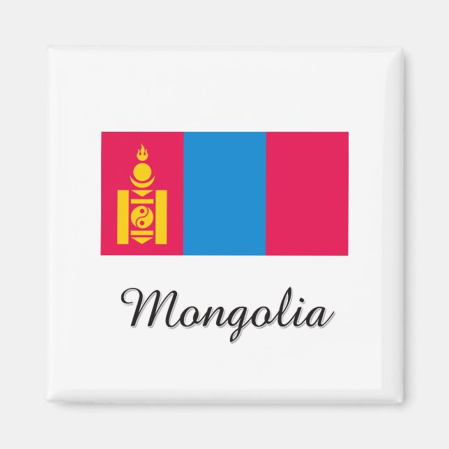 Mongoliets Flagga Design Magnet (Framsidan)