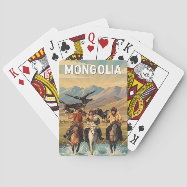 Mongoliets illustration Resa Konst Vintage Casinokort (Baksidan)